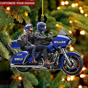 Personalized Motorcycle Ornaments, Christmas Tree Motorcycle Couple Ornaments Gift For Motocross Lover