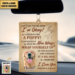 Custom Photo Don't Cry For Me I'm Okay - Memorial Personalized Acrylic Ornament - Sympathy Gift For Pet Owners