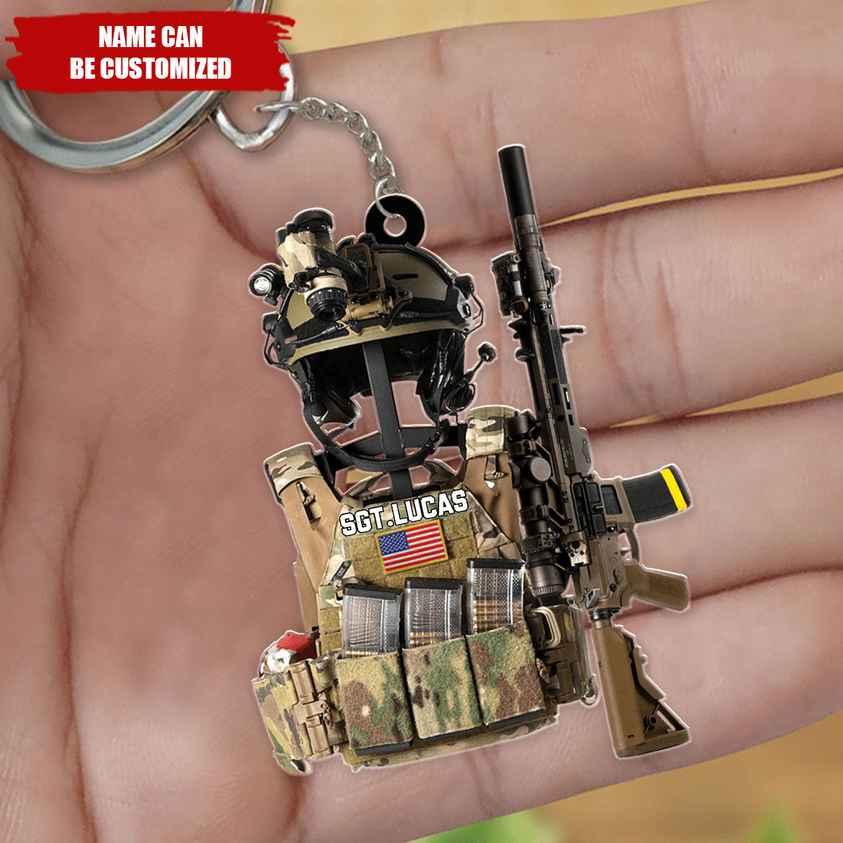 Tactical Gear Stand With Rack Personalized Keychain