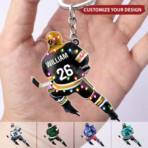 Ice Hockey Player, Personalized Acrylic Keychain, Gift for Hockey Players