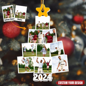 Golfing Christmas Tree - Personalized Acrylic Photo Ornament