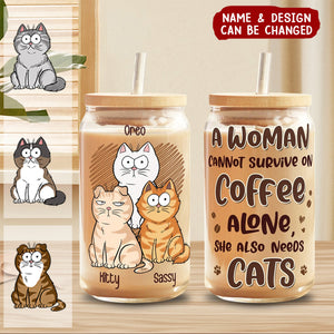 I Like Coffee, My Cats And Maybe 3 People - Cat Personalized Custom Glass Cup, Iced Coffee Cup