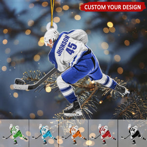 Ice Hockey Player In Competition Personalized Christmas Ornament