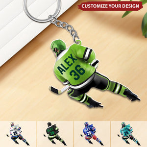 Ice Hockey Player, Personalized Acrylic Keychain, Gift for Hockey Players