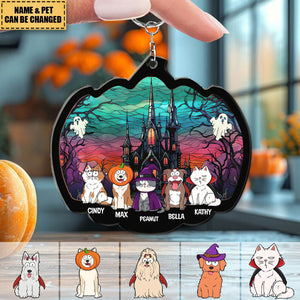 Happy Halloween With Fur Babies - Personalized Acrylic Keychain