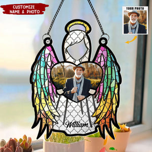 My Love Is With The Angel - Personalized Window Hanging Suncatcher Photo Ornament