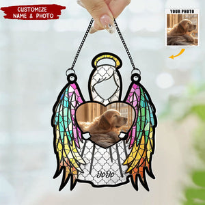 My Love Is With The Angel - Personalized Window Hanging Suncatcher Photo Ornament