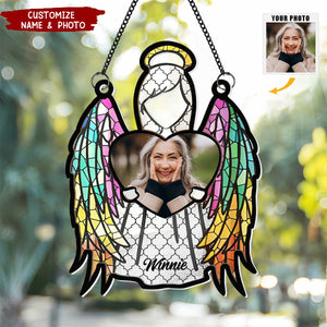 My Love Is With The Angel - Personalized Window Hanging Suncatcher Photo Ornament