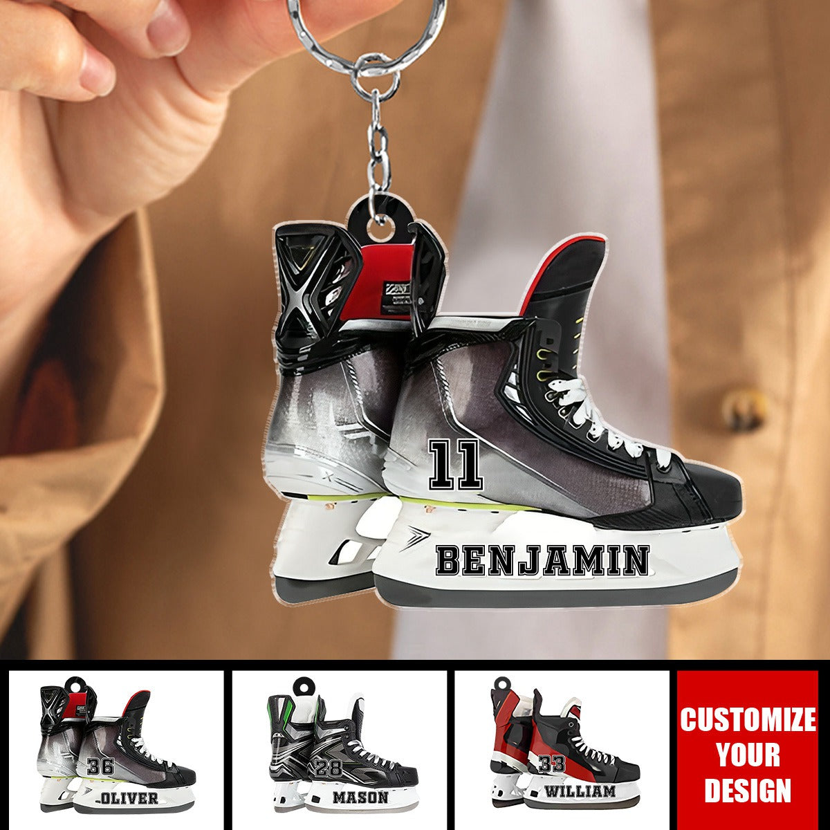 Hockey Skates - Personalized Acrylic Keychain, Gifts For Ice Hockey Lovers