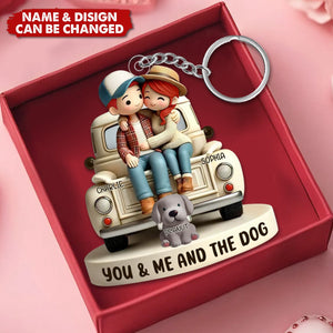 Couple On Truck You Me And The Dog Cats - Personalized Acrylic Keychain