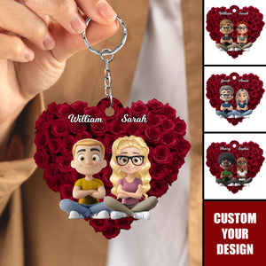 Love Rose Couple - Personalized Acrylic Keychain,Valentine's Day