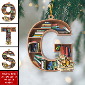 Bookshelf Ornament With Alphabet & Numbers - Personalized Book Ornament