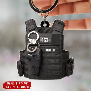 Personalized Police Bulletproof Vest Acrylic Keychain