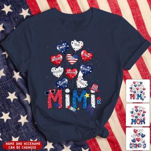 Up to 16 Kids - Grandma / Nana / Gigi /... - 4th of July Balloons - Personalized Shirt