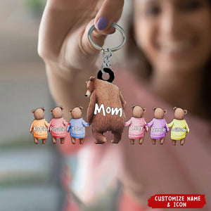 Bear Mom Grandma With Kids - Personalized Acylic Keychain