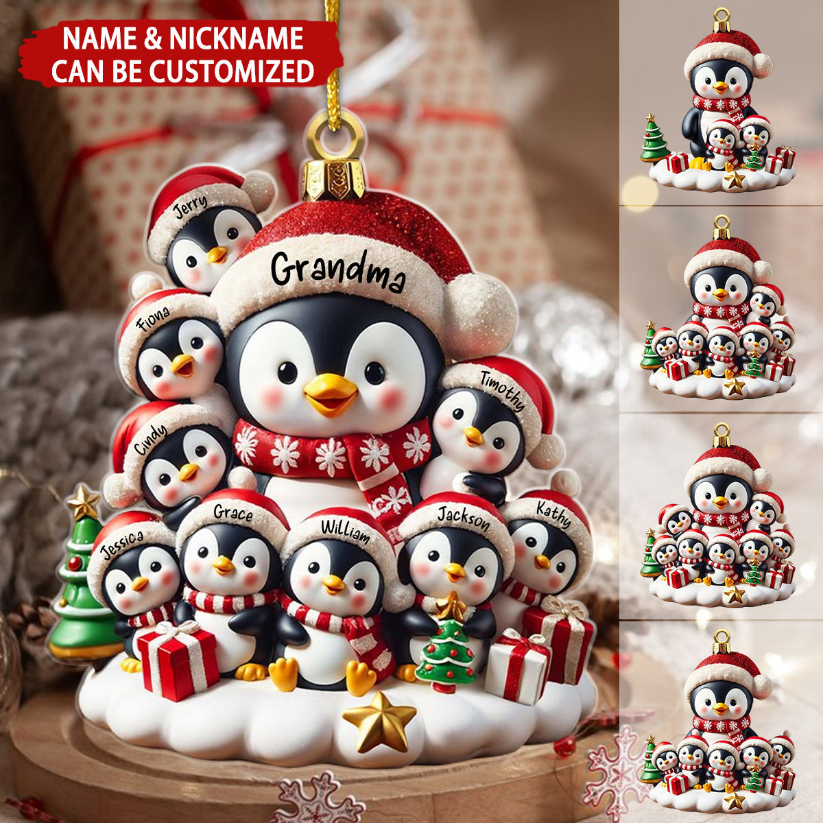 Celebrate Family Love With Charming Penguin Personalized Acrylic Ornament