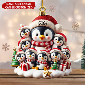 Celebrate Family Love With Charming Penguin Personalized Acrylic Ornament