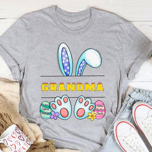 Cute Easter Bunny Grandma Auntie Mom Little Egg Kids Personalized T-shirt,Easter Gift