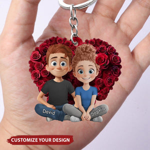 Partners In Crime And In Love - Couple Personalized Acrylic Keychain - Gift For Husband Wife, Anniversary,Valentine's Day