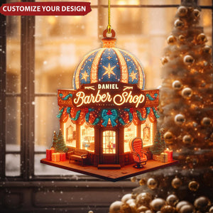 Personalized Barber Shop Christmas Ornament - Barber Shop Xmas Ornament