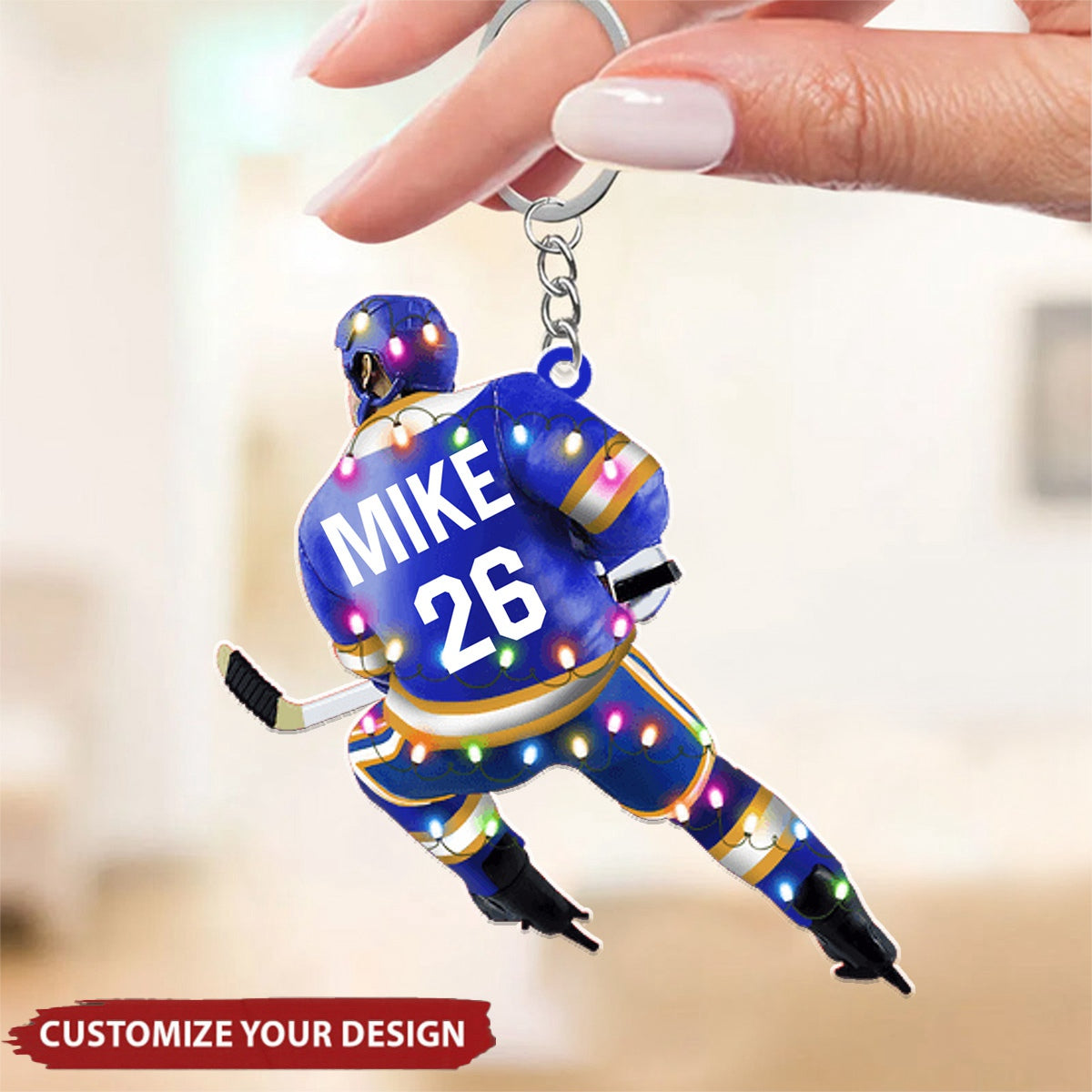 Ice Hockey Player, Personalized Acrylic Keychain, Gift for Hockey Players