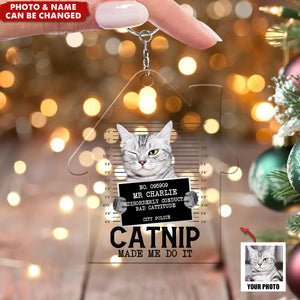 Custom Photo Cat Crimes Catnip Made Me Do It - Cat Personalized Acrylic Keychain