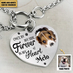 Once By My Side Forever In My Heart - Personalized Photo Heart Bracelet