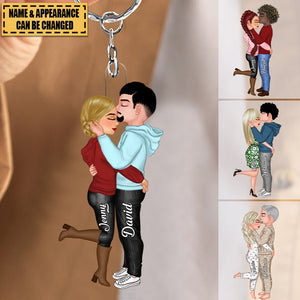 Kissing Forehead Couple Personalized Keychain, Gift For Him Her