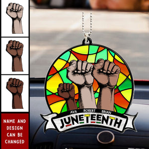 Family Juneteenth Flag - Personalized Car Ornament