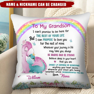 Grandma Mom Hug Grandkid Cute Dinosaur Personalized Pillow