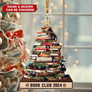 Christmas Tree Book Club Custom Names - Personalized Acrylic Ornament