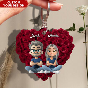 Love Rose Couple - Personalized Acrylic Keychain,Valentine's Day