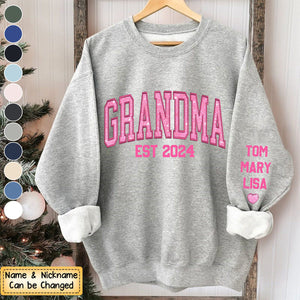 Mimi Glitter Pink Embroidered And GrandKids Sweatshirt