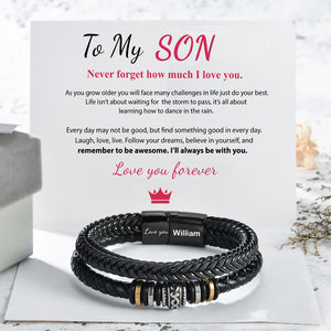 For Son Grandson - I Will Always Be With You - Personalized Double Row Bracelet