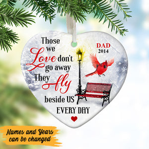 Personalized Cardinal Memorial Mom Dad Heart Ornament