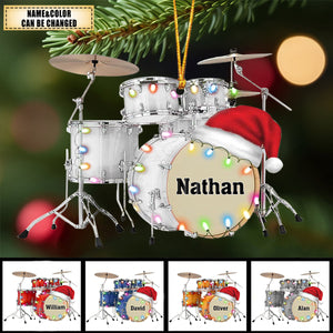 Personalized Drum Set Christmas Drummer Playing Acrylic Ornament