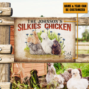 Personalized Chicken Metal Signs Fluffy Butt Hut Silkies Chicken Customized Classic Metal Signs