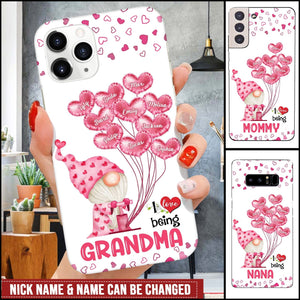 I love being Grandma Doll with pink balloon Personalized Phone case for Grandma Nana Mommy Auntie