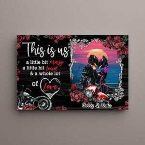 Biker Couple This Is Us - Personalized Canvas For Couples, Him, Her, Motorcycle Lovers