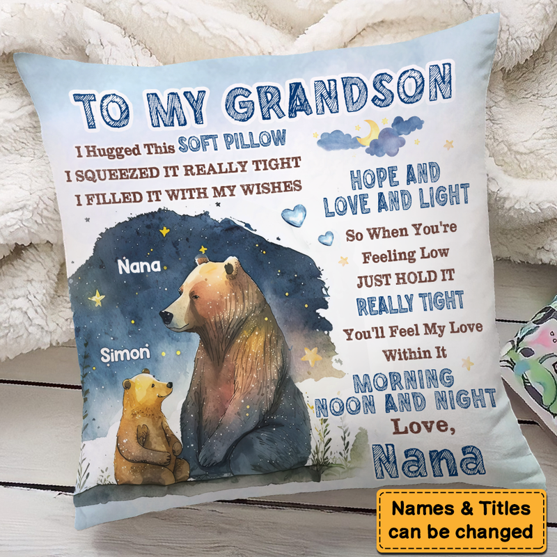 Gift For Grandson Bear Hug This Pillow