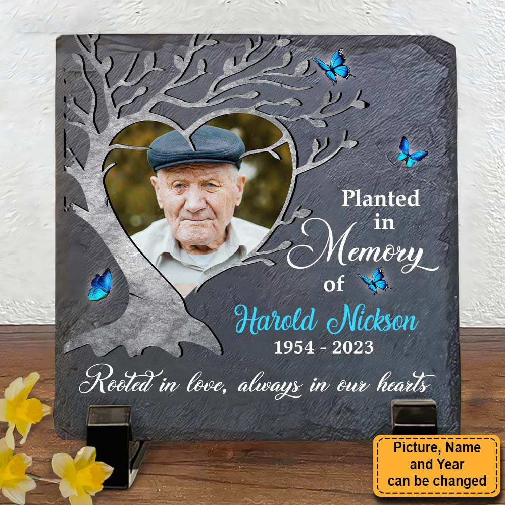 Gift For Family Planted In Memory Heart Tree Square Memorial Stone