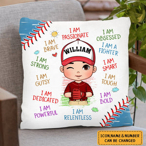 Gift For Baseball Son Grandson Affirmation Pillow