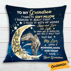 Personalized Hug This Mom Grandma Granddaughter Daughter Dad Grandpa Son Grandson Dinosaur Pillowcase