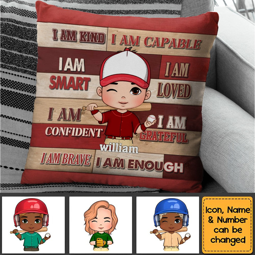 Gift For Son Grandson Baseball Affirmations Pillow