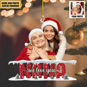 Grandma Mom We Love You Custom Photo Acrylic Ornament Christmas Gift For Grandma