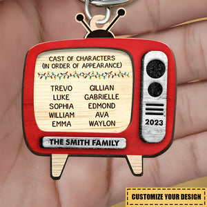 Retro TV Family Christmas Movies Funny - Personalized Keychain