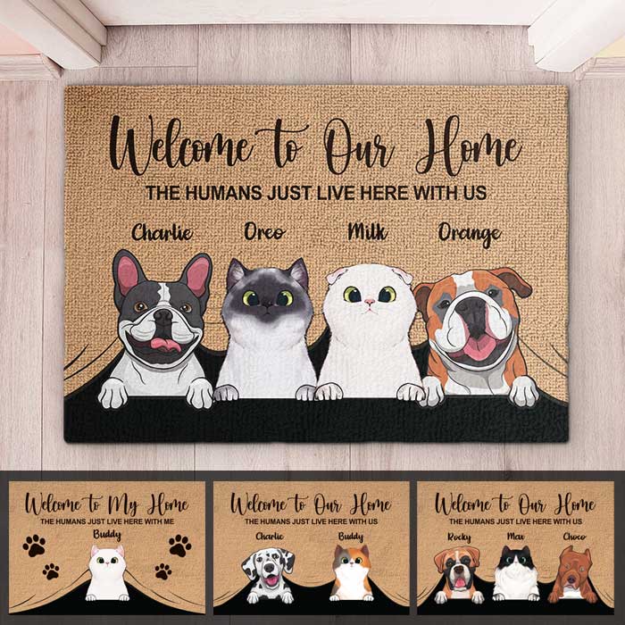 Welcome To The Pet Home - Funny Personalized Pet Decorative Mat (Cat & Dog)