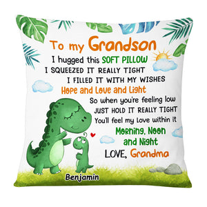 Personalized Grandson Dinosaur Pillow