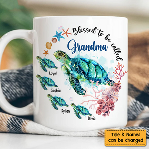 Personalized Blessed To Be Called Grandma Turtle Mug