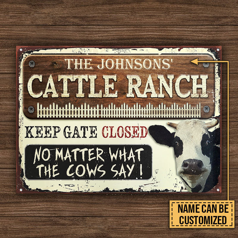 Dairy Farm Cattle Keep Gate Closed Custom Classic Metal Signs